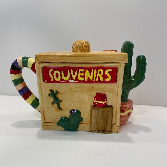 Vintage Tea-Nee Ceramic Tea Pot (8" w X 4" d X 6" h) Southwestern Sombrero 1995 - Picture 4 of 9